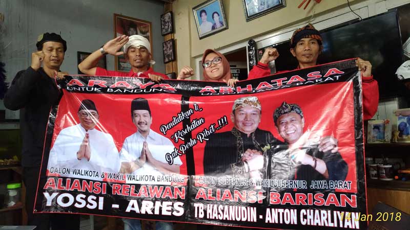 Jaringan relawan ARAYA dan  ABATHASA memberikan dukungan kepada pasangan Yossi Irianto - Aries Supriatna dan Bapaslon Gubernur dan Wakil Gubernur Jawa Barat Tb. Hasanuddin - Anton (HASANAH) di Pilkada 2018