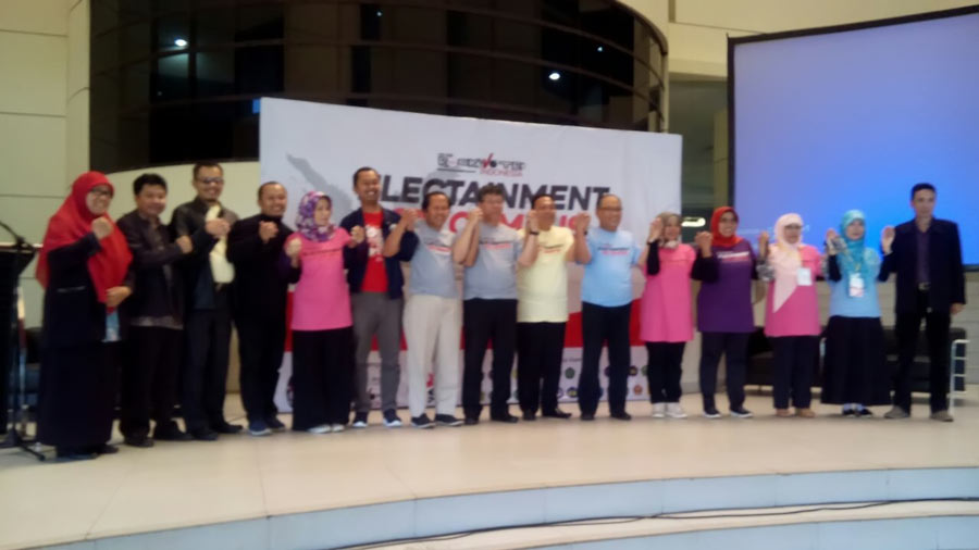 'Electaiment on Campus', yang digelar KPU Jabar bersama Universitas Pendidikan Indonesia (UPI), Jl. Setiabudi, Kota Bandung, Selasa (24/4/18).