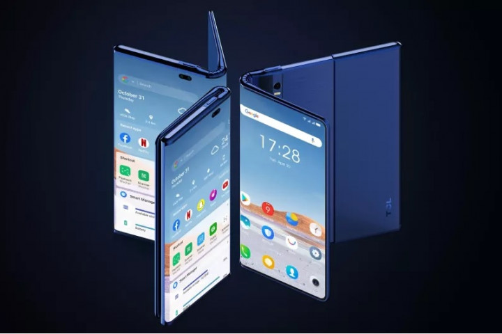 Prototipe smartphone layar gulung yang dikembangkan TCL.