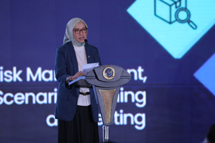 Menteri Pendayagunaan Aparatur Negara dan Reformasi Birokrasi (PANRB) Rini Widyantini saat Rapat Koordinasi Teknis Kementerian Perhubungan 2025, di Kementerian Perhubungan, Jakarta, Senin, 8 September 2025. 