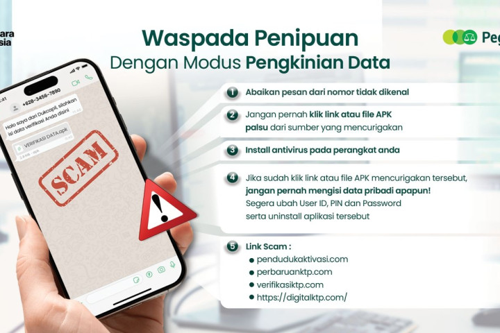 PT Pegadaian mengimbau seluruh nasabah untuk meningkatkan kewaspadaan terhadap berbagai modus kejahatan siber