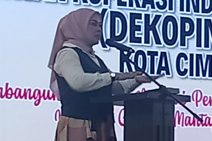 Ketua Dekopinwil Jawa Barat Yuke Mauliani Septina, menghadiri Musda VI Dekopinda Kota Cimahi, Selasa, 30 Desember 2025.