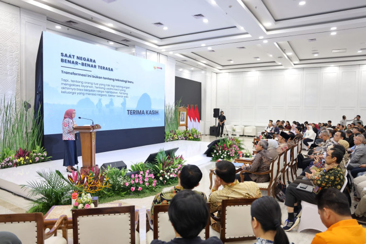 Menteri PANRB Rini Widyantini menghadiri Peluncuran Rencana Induk Pemerintah Digital Nasional 2025-2045, di Kantor Kementerian PPN/Bappenas, Jakarta, Jum’at, 27 Februari 2026.