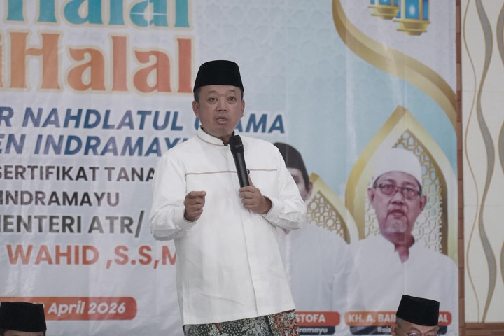 Menteri ATR/BPN Nusron Wahid menghadiri Halal Bi Halal di PC NU Indramayu