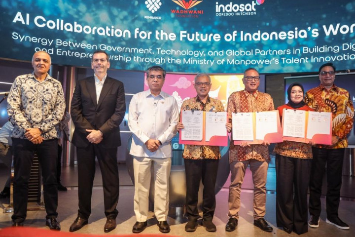 Kementerian Ketenagakerjaan (Kemnaker) menandatangani Nota Kesepahaman bersama Wadhwani Foundation dan PT Indosat Tbk