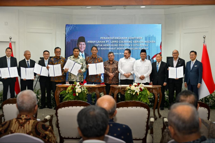Pemerintah menerima komitmen hibah lahan seluas 30 hektare dari PT Lippo Cikarang di kawasan Meikarta untuk mendukung program 3 Juta Rumah