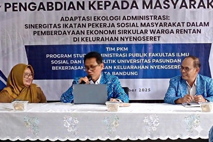 Tim Pengabdian kepada Masyarakat FISIP Universitas Pasundan meluncurkan model pemberdayaan ekonomi sirkular di Kelurahan Nyengseret, Kecamatan Astanaanyar, Kota Bandung, Kamis, 6 Agustus 2026.